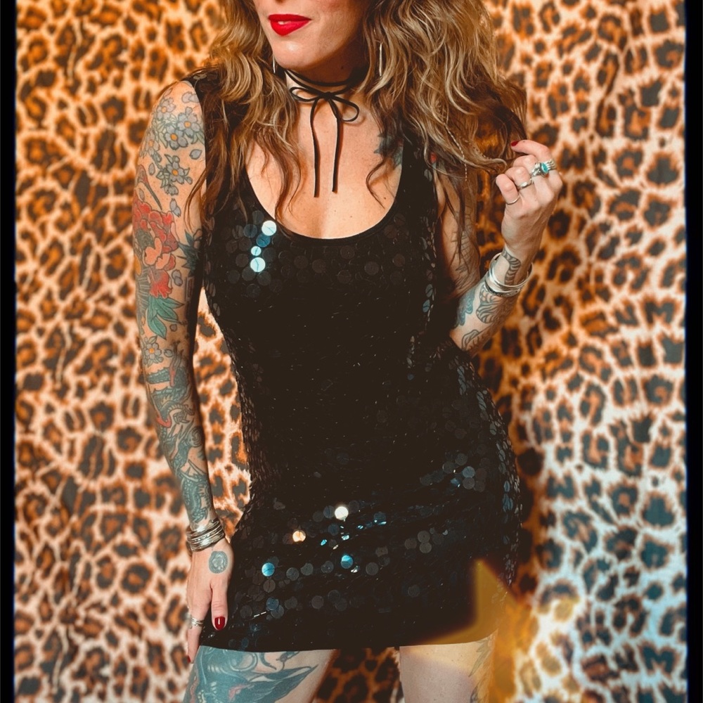 Black sequin dress